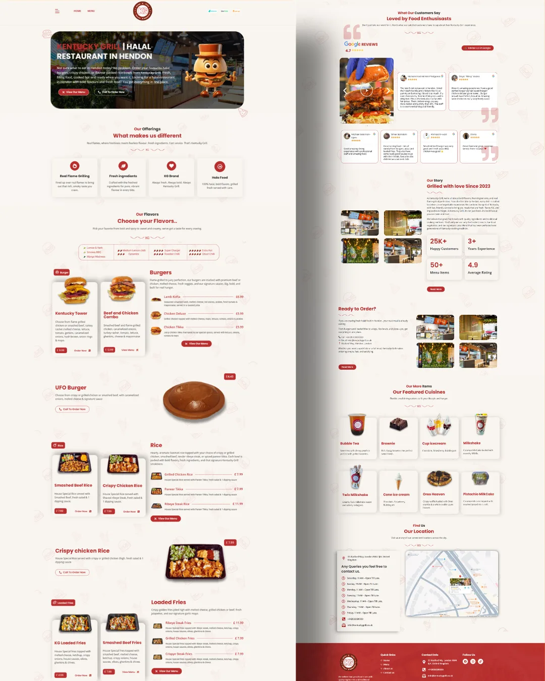 Kentucky Grill halal restaurant website redesign