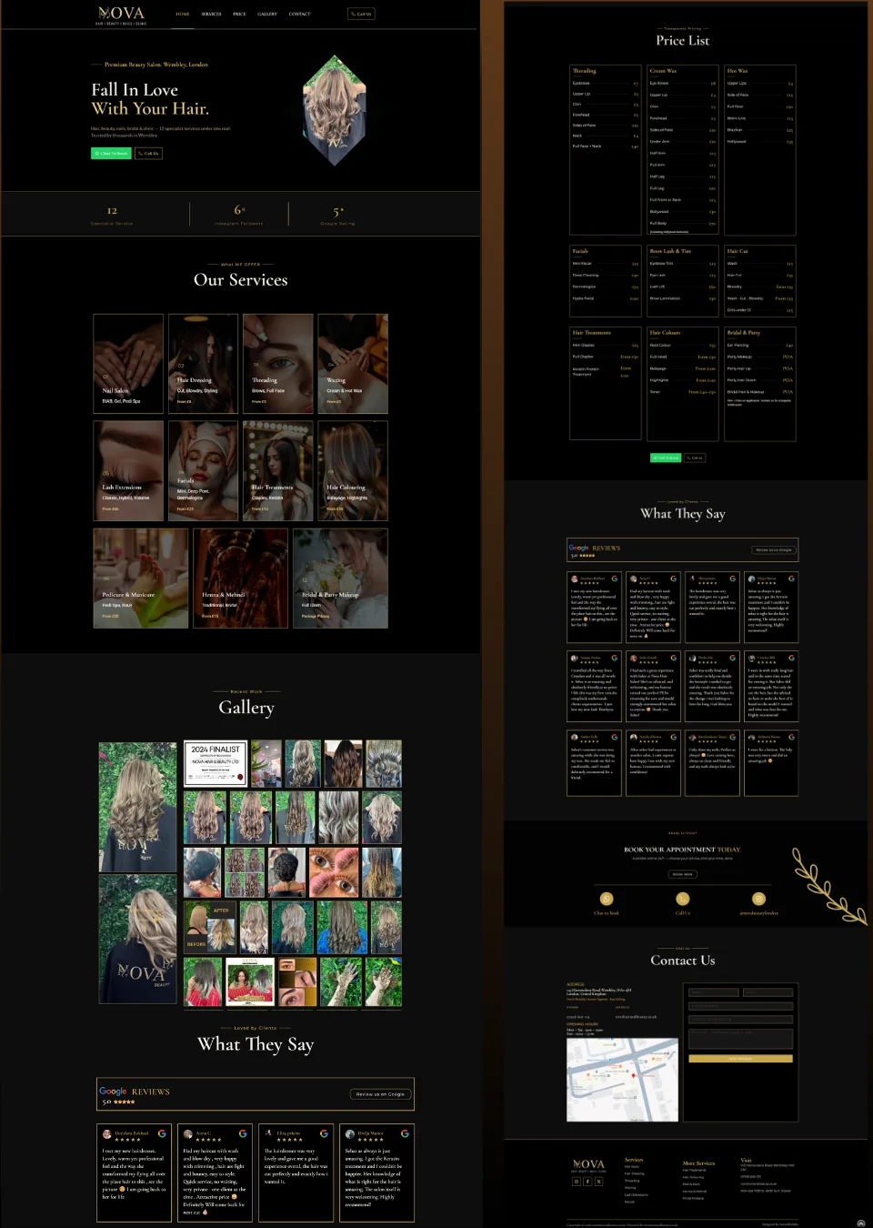 Nova Hair and Beauty salon website design